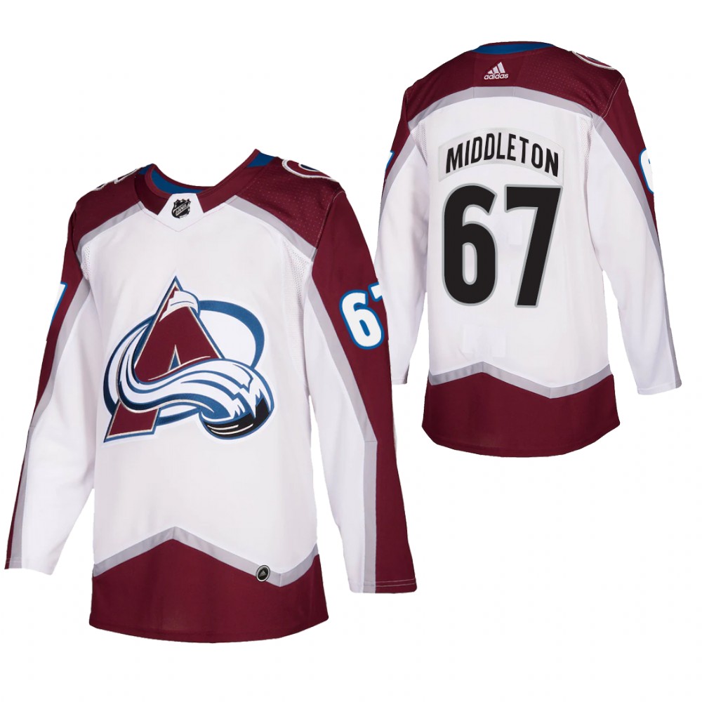 Colorado Avalanche Keaton Middleton White 2021 Authentic Away Jersey