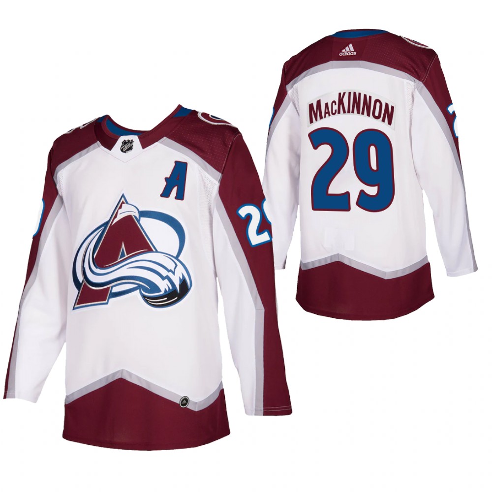 Colorado Avalanche Nathan MacKinnon White 2021-22 Road Authentic Jersey