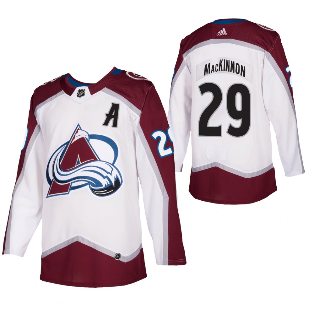 Colorado Avalanche Nathan MacKinnon White 2021 Authentic Away Jersey