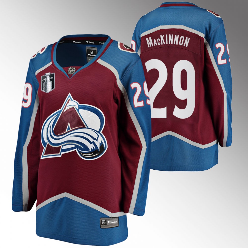 Colorado Avalanche Nathan MacKinnon Women Burgundy 2022 Stanley Cup Final Jersey