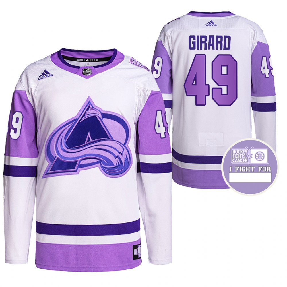 Colorado Avalanche Sam Girard Hockey Fights Cancer White Purple Primegreen Authentic Jersey