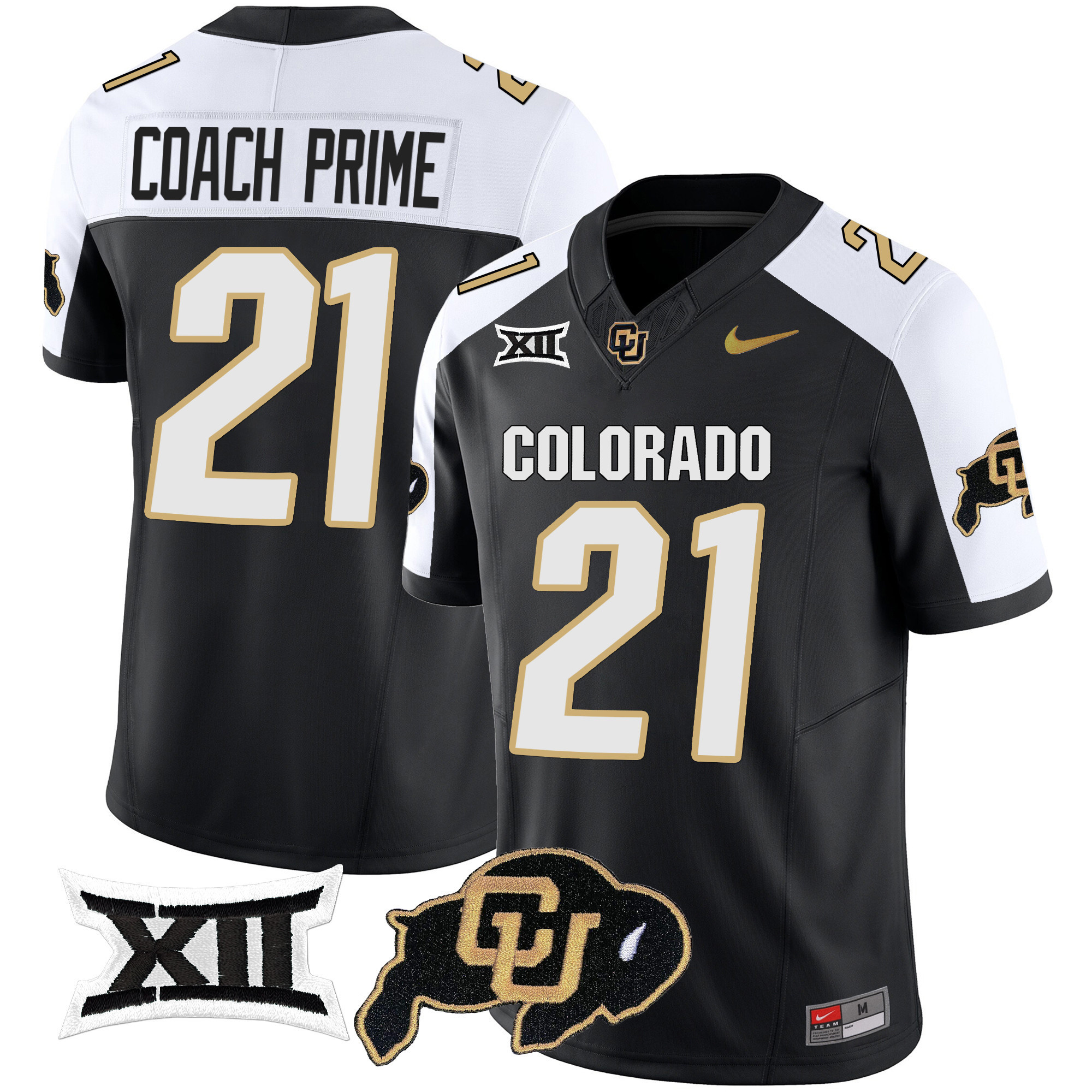 Colorado Buffaloes Vapor Limited Football Jersey V2 - Big 12 XII Patch - All Stitched ALTERNATE #21 COACH PRIME