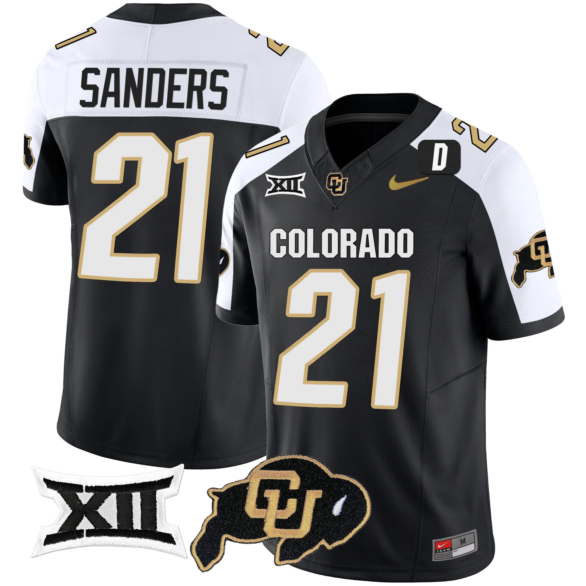 Colorado Buffaloes Vapor Limited Football Jersey V2 - Big 12 XII Patch - All Stitched ALTERNATE #21 SHILO SANDERS