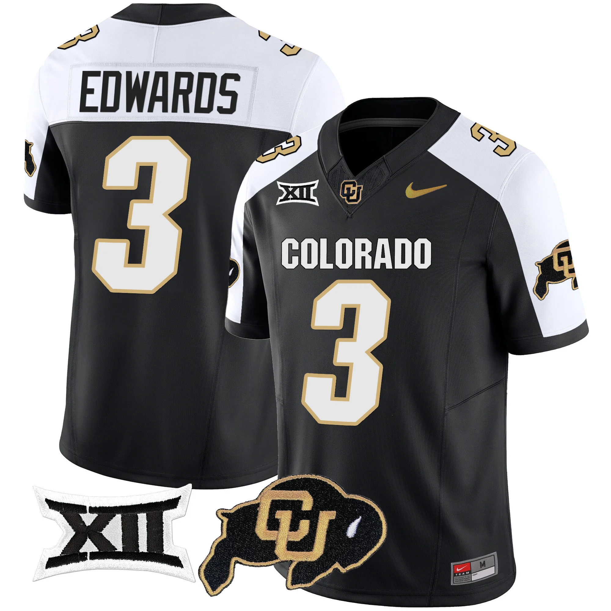 Colorado Buffaloes Vapor Limited Football Jersey V2 - Big 12 XII Patch - All Stitched ALTERNATE #3 DYLAN EDWARDS