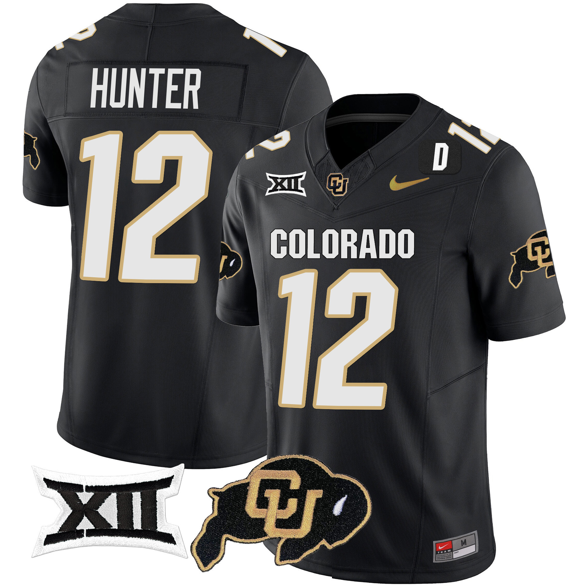 Colorado Buffaloes Vapor Limited Football Jersey V2 - Big 12 XII Patch - All Stitched BLACK