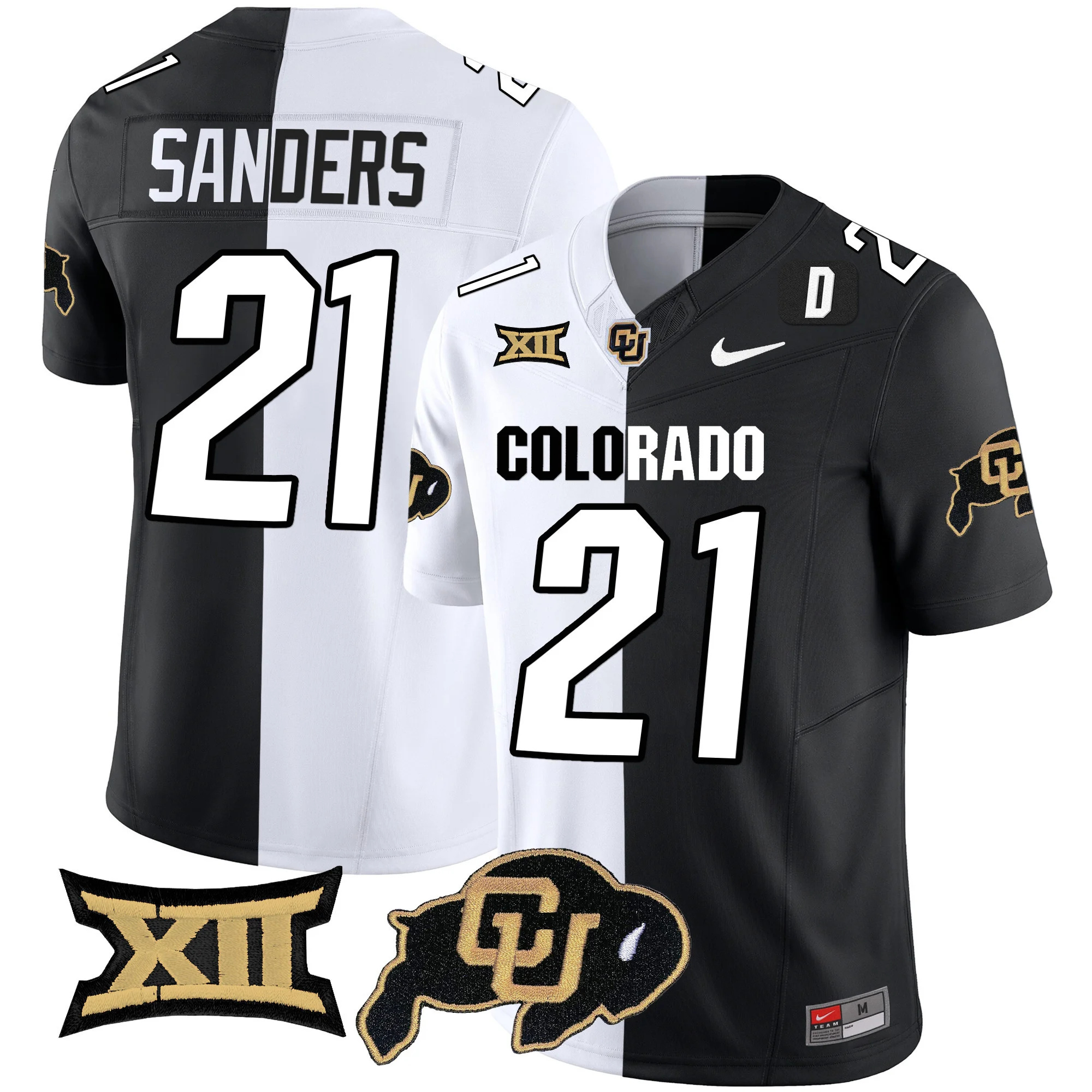 Colorado Buffaloes Vapor Limited Football Jersey V2 - Big 12 XII Patch - All Stitched STRIPEOUT #21 SHILO SANDERS