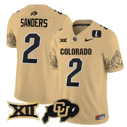 Colorado Buffaloes Vapor Limited football Jersey V3 Big 12 XII Patch - All Stitched  GOLD #2 SHEDEUR SANDERS