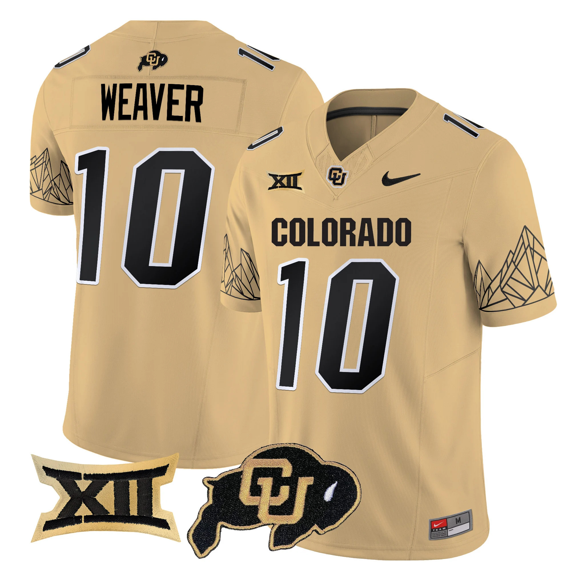 Colorado Buffaloes Vapor Limited football Jersey V3 Big 12 XII Patch - All Stitched  GOLD