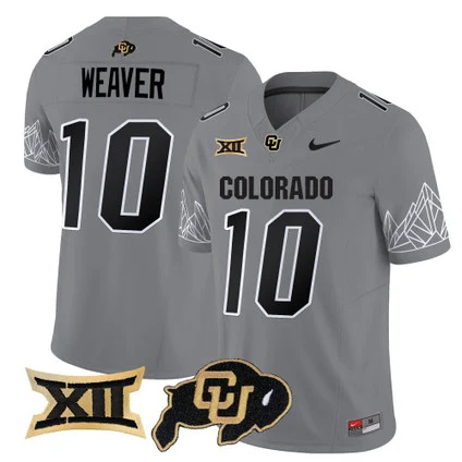 Colorado Buffaloes Vapor Limited football Jersey V3 Big 12 XII Patch - All Stitched  GRAY #10 XAVIER WEAVER