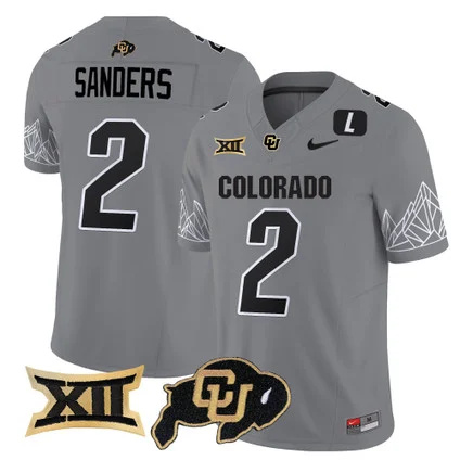 Colorado Buffaloes Vapor Limited football Jersey V3 Big 12 XII Patch - All Stitched  GRAY #2 SHEDEUR SANDERS
