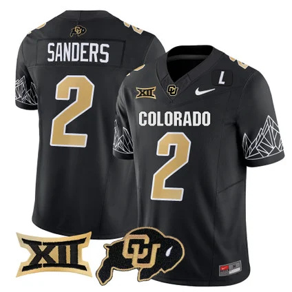 Colorado Buffaloes Vapor Limited football Jersey V3 Big 12 XII Patch - All Stitched BLACK #2 SHEDEUR SANDERS