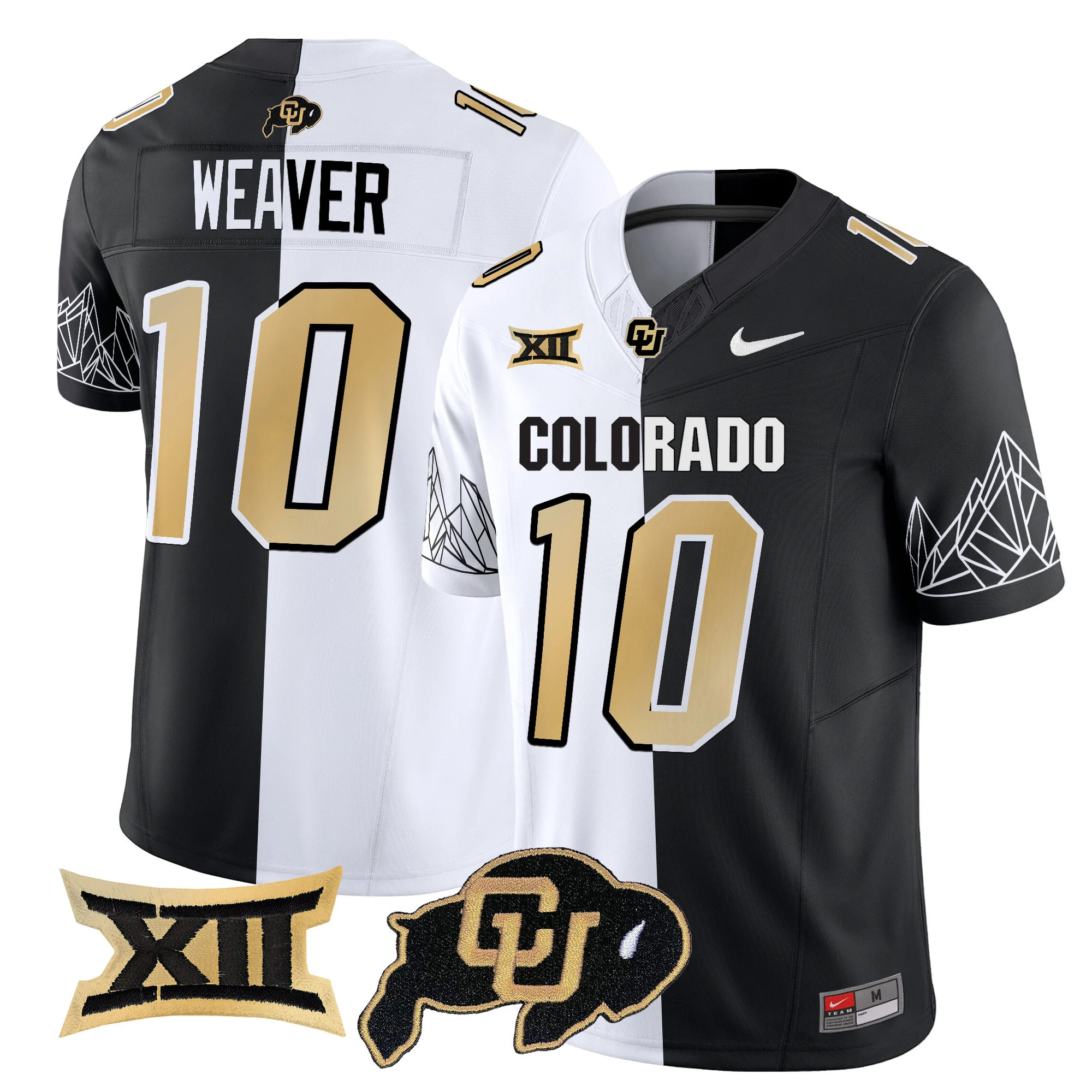 Colorado Buffaloes Vapor Limited football Jersey V3 Big 12 XII Patch - All Stitched STRIPEOUT #10 XAVIER WEAVER