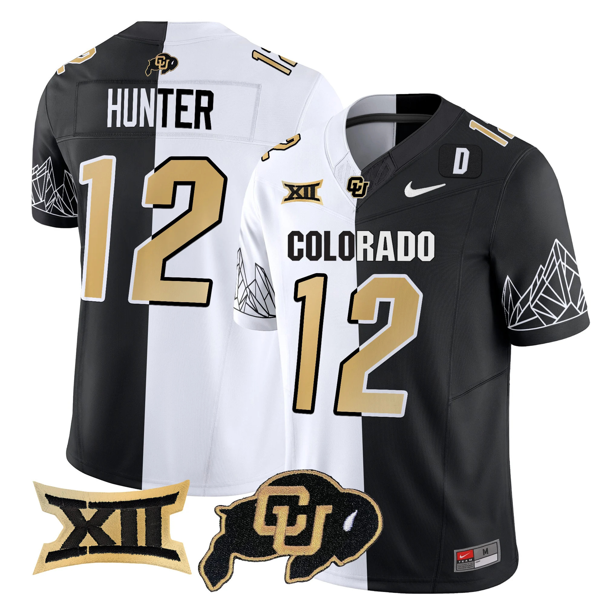 Colorado Buffaloes Vapor Limited football Jersey V3 Big 12 XII Patch - All Stitched STRIPEOUT #12 TRAVIS HUNTER