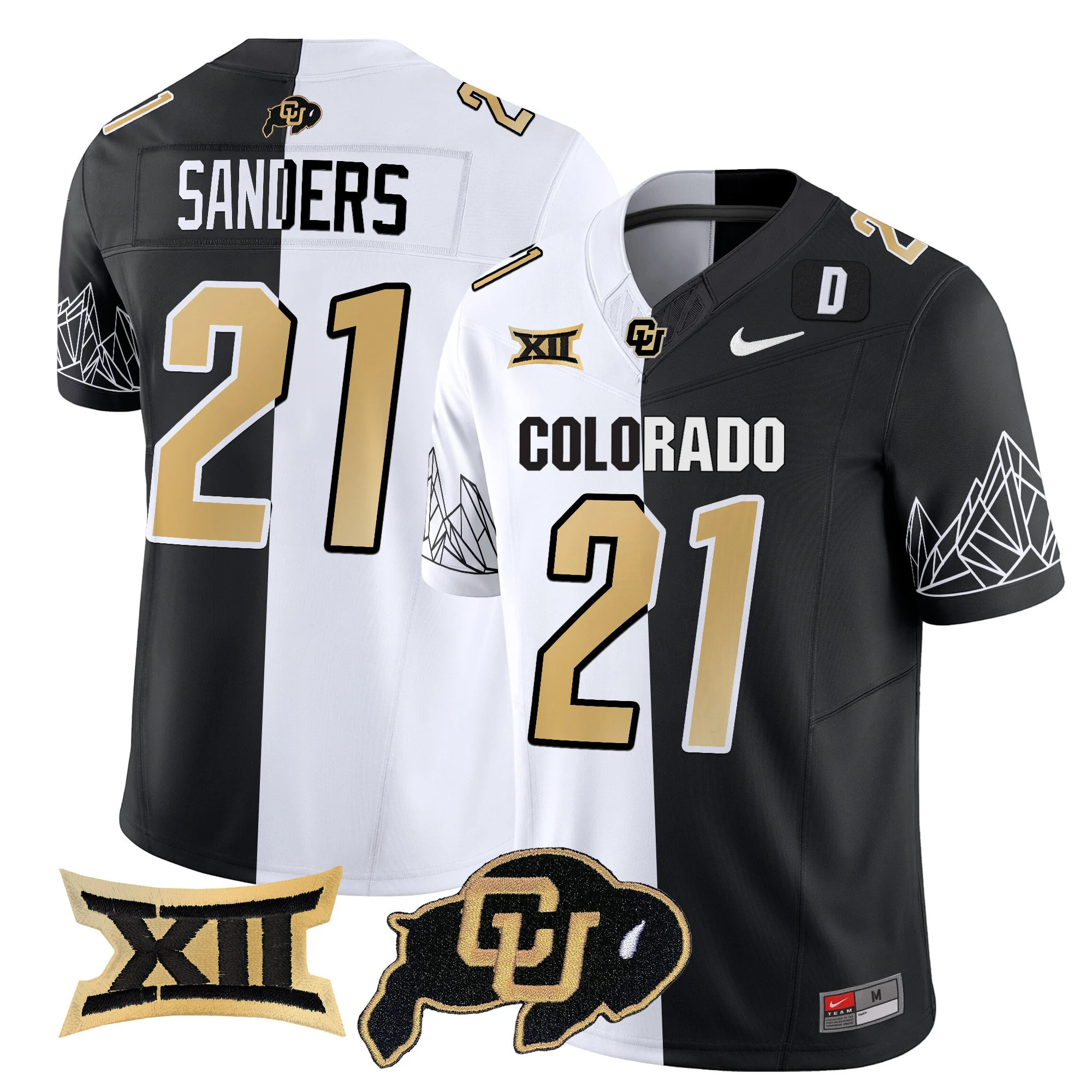 Colorado Buffaloes Vapor Limited football Jersey V3 Big 12 XII Patch - All Stitched STRIPEOUT #21 SHILO SANDERS