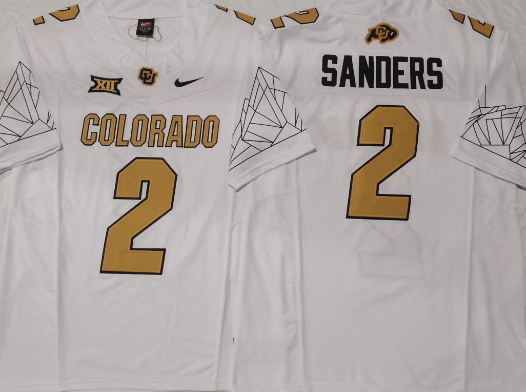 Colorado Buffaloes Vapor Limited football Jersey V3 Big 12 XII Patch - All Stitched WHITE #2 SHEDEUR SANDERS.