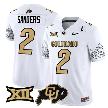 Colorado Buffaloes Vapor Limited football Jersey V3 Big 12 XII Patch - All Stitched WHITE #2 SHEDEUR SANDERS