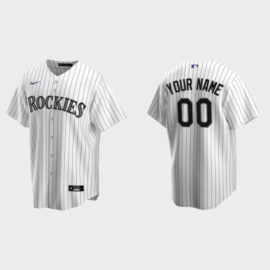 Colorado Rockies #00 Custom White Replica Home Jersey