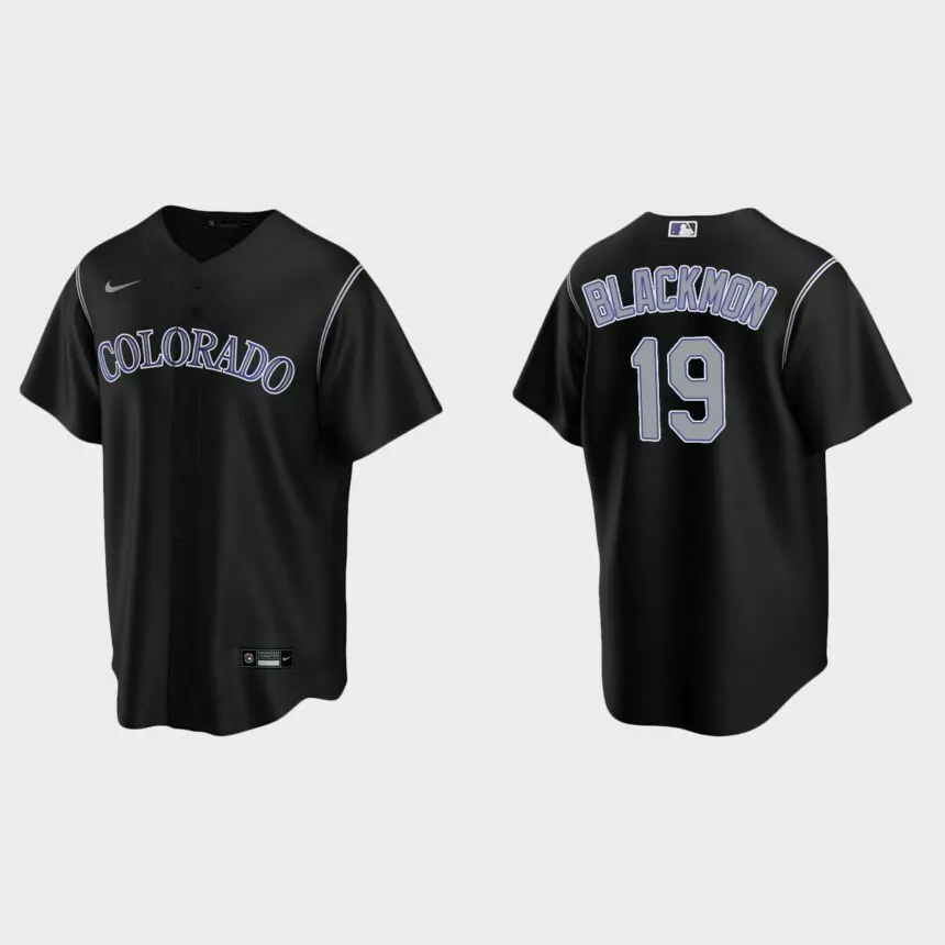 Colorado Rockies #19 Charlie Blackmon Black Replica Alternate Jersey