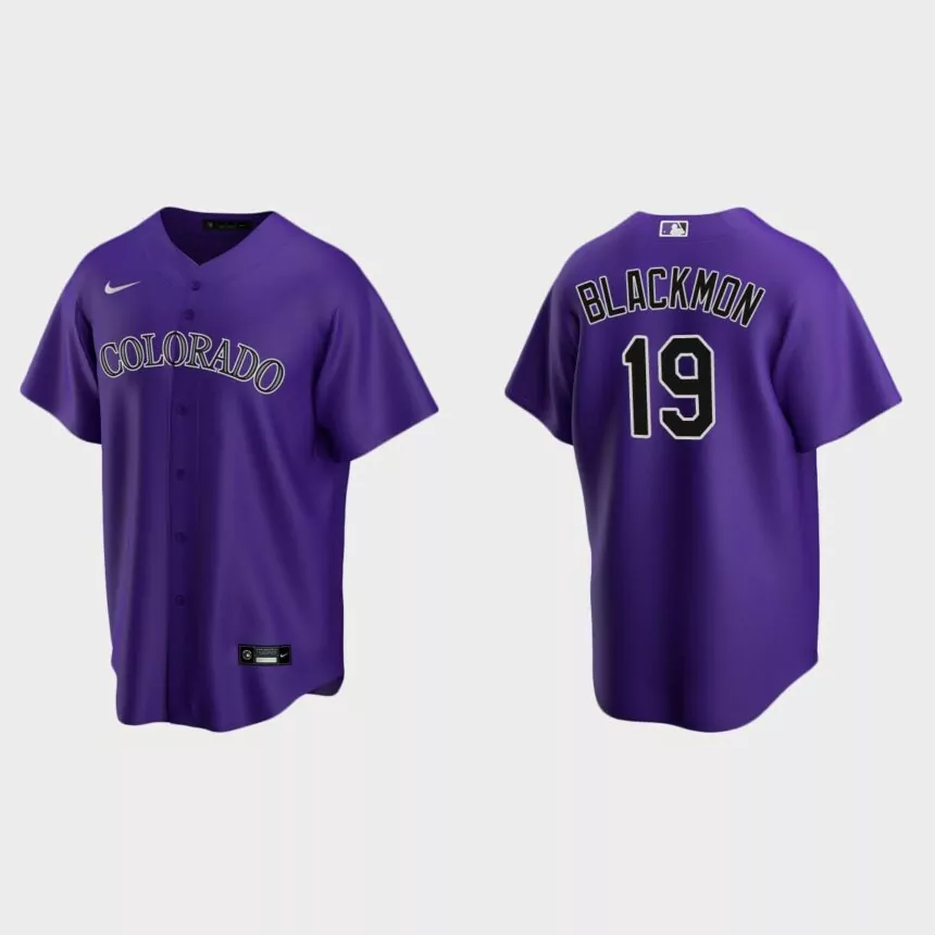 Colorado Rockies #19 Charlie Blackmon Purple Replica Alternate Jersey
