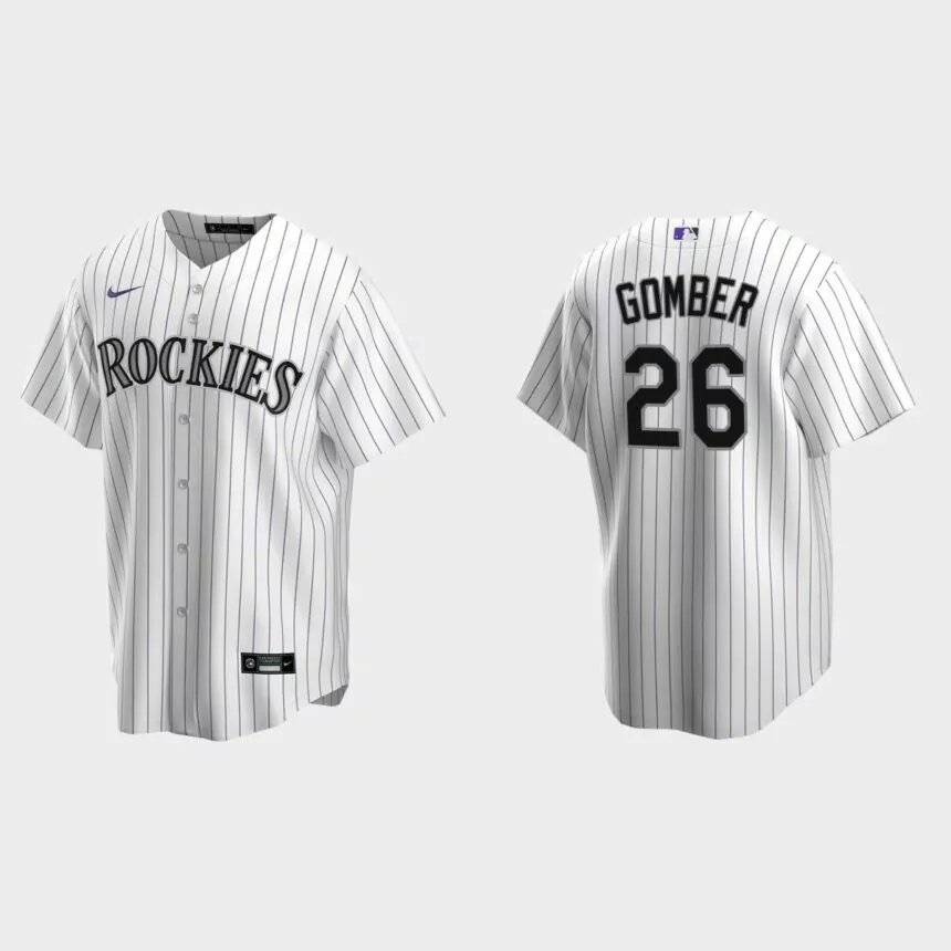 Colorado Rockies #26 Austin Gomber Replica Home Jersey – White