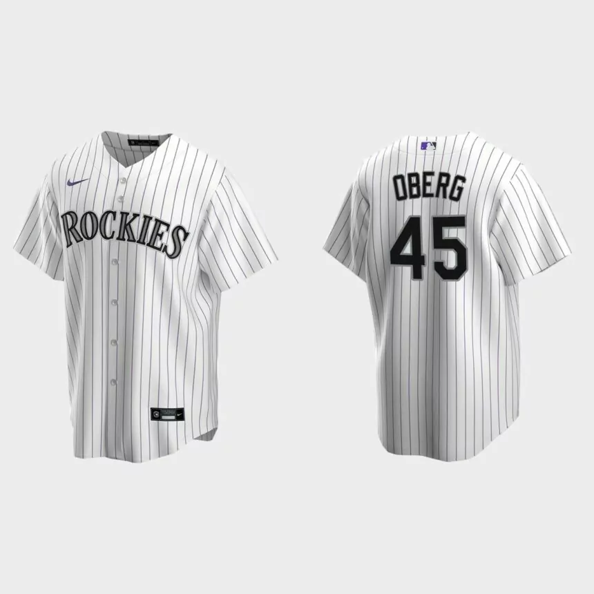Colorado Rockies #45 Scott Oberg White Replica Home Jersey