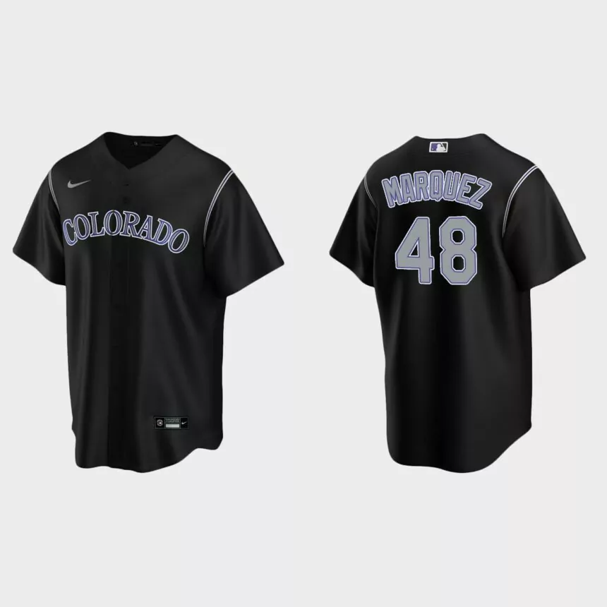 Colorado Rockies #48 German Marquez Black Replica Alternate Jersey