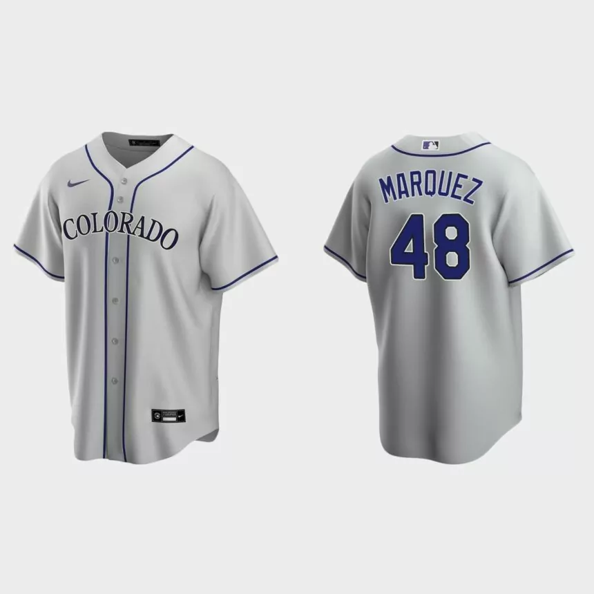Colorado Rockies #48 German Marquez Gray Replica Road Jersey