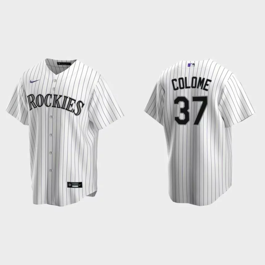 Colorado Rockies Alex Colome Replica Home Jersey – White