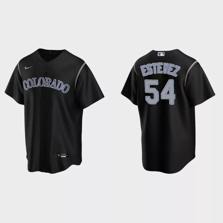 Colorado Rockies Carlos Estevez Replica Alternate Jersey – Black