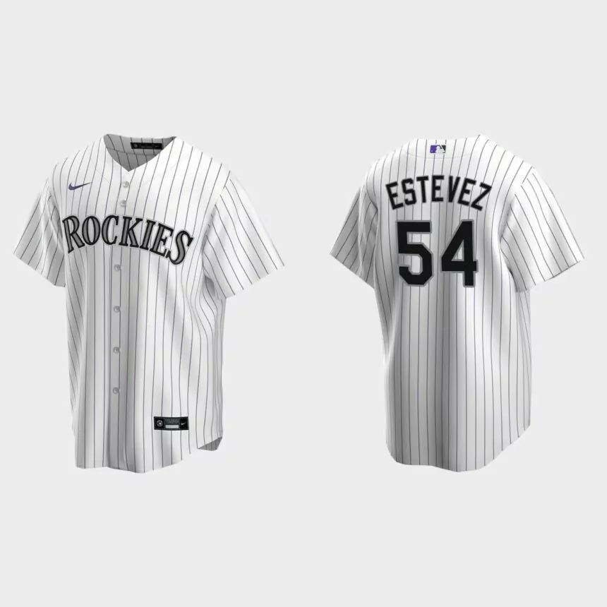 Colorado Rockies Carlos Estevez Replica Home Jersey – White