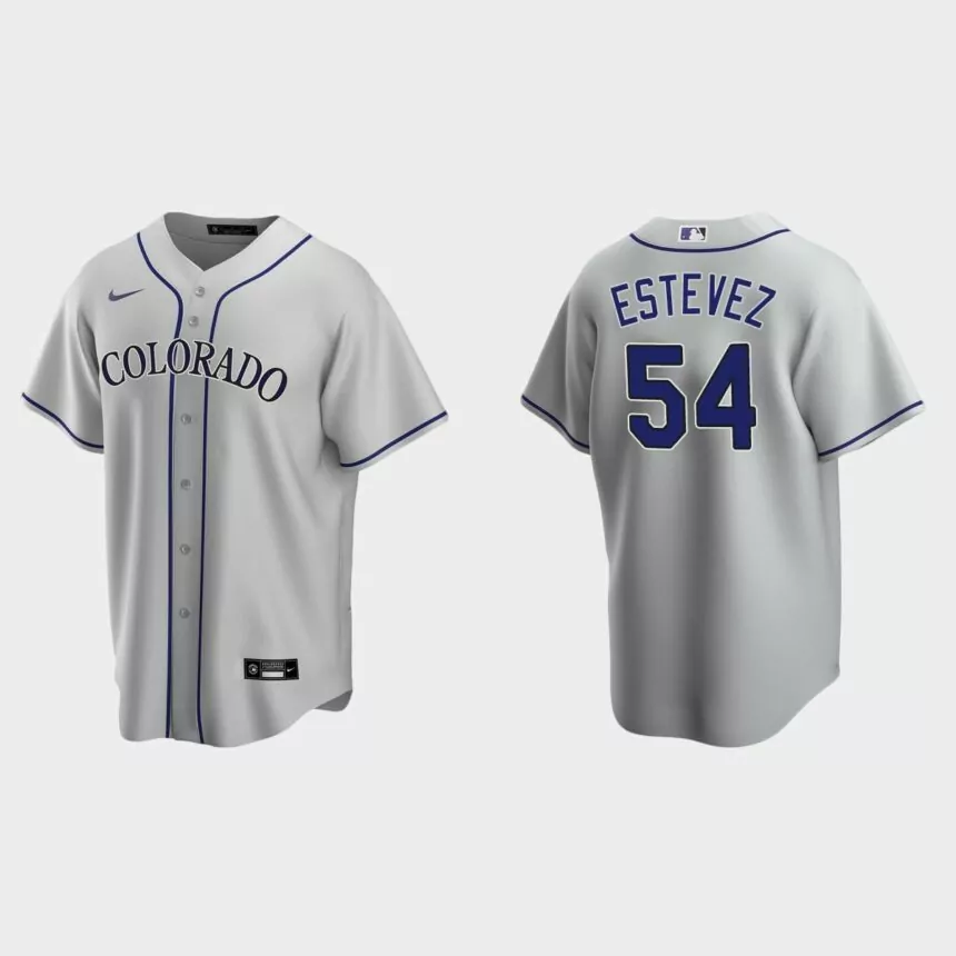 Colorado Rockies Carlos Estevez Replica Road Jersey – Gray