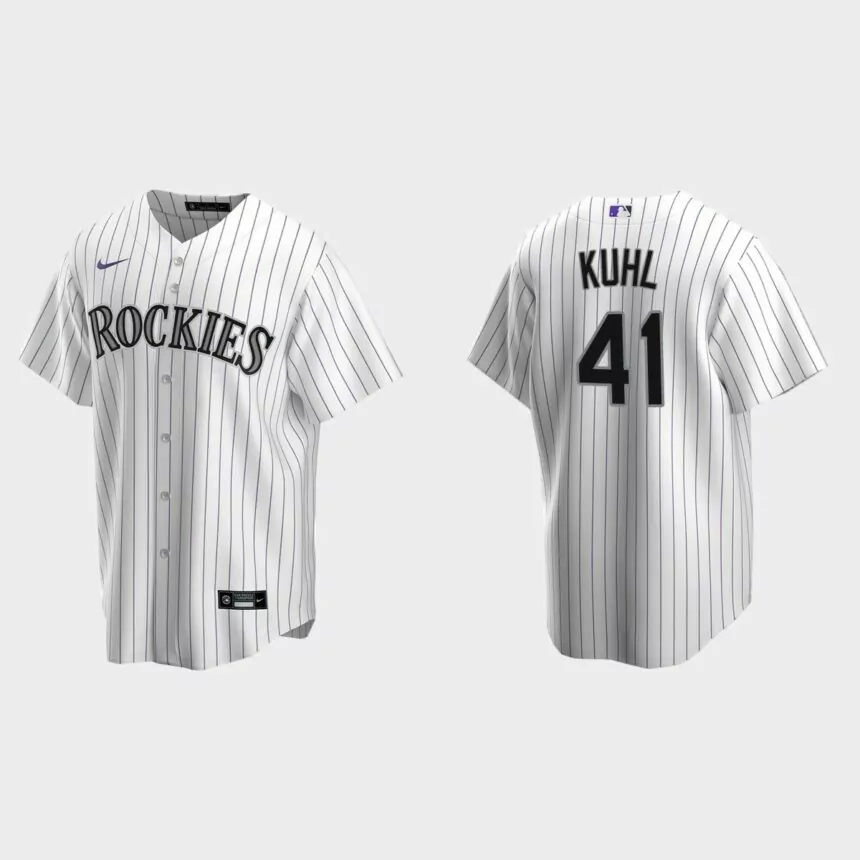 Colorado Rockies Chad Kuhl Replica Home Jersey – White