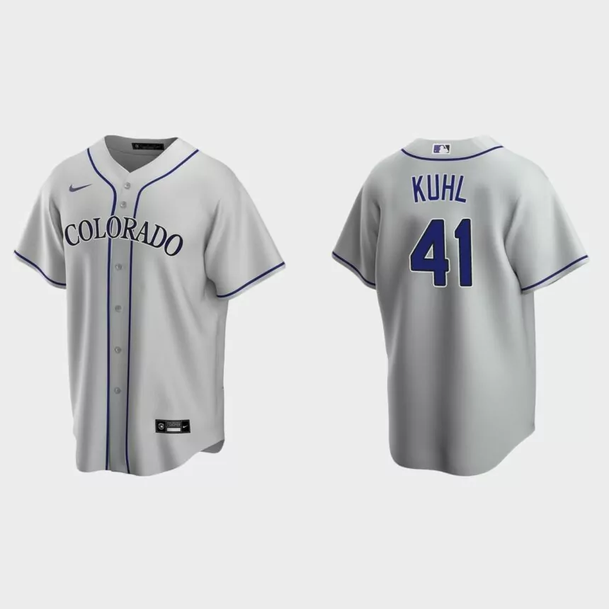 Colorado Rockies Chad Kuhl Replica Road Jersey – Gray
