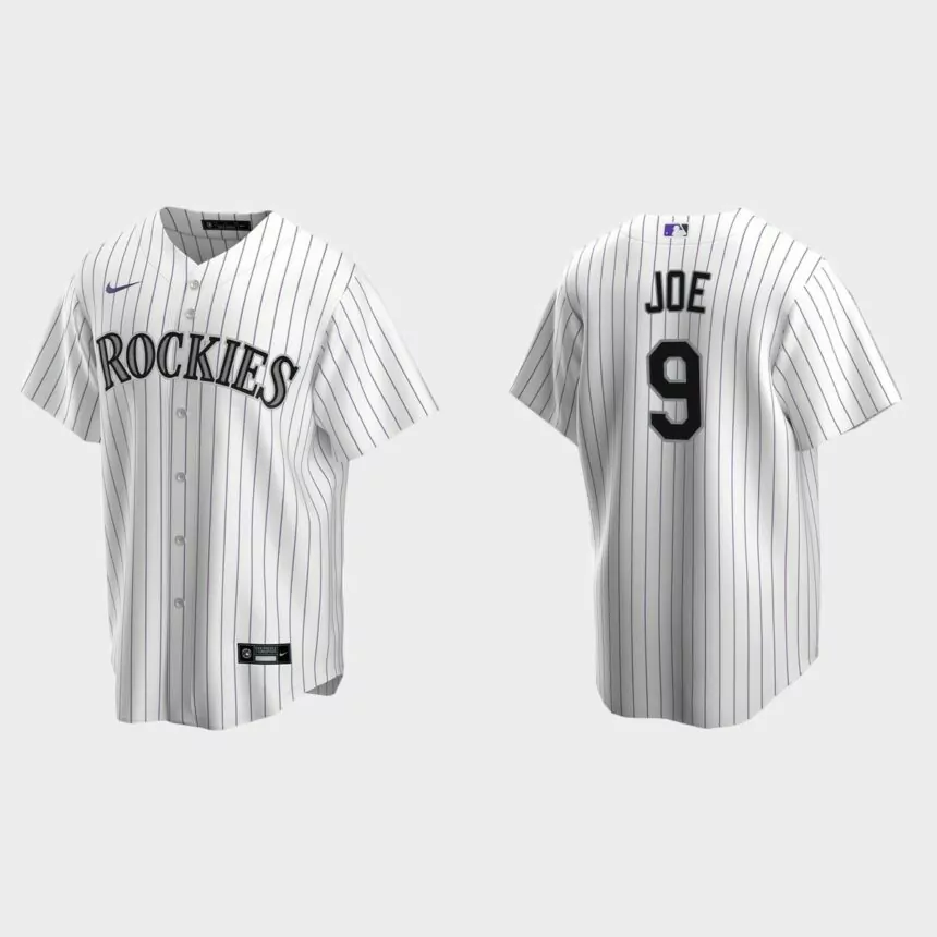 Colorado Rockies Connor Joe Replica Home Jersey – White