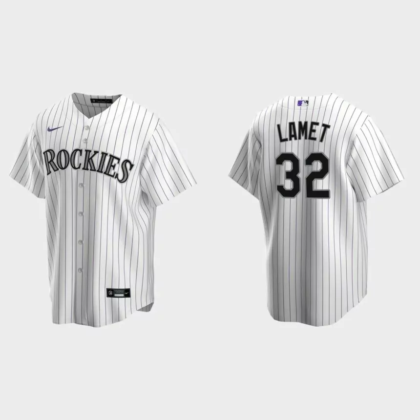 Colorado Rockies Dinelson Lamet Replica Home Jersey – White