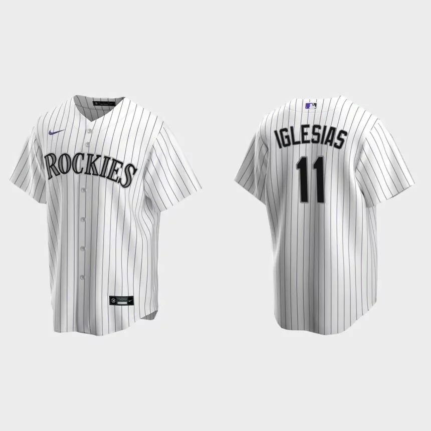 Colorado Rockies Jose Iglesias Replica Home Jersey – White