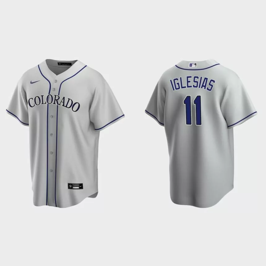 Colorado Rockies Jose Iglesias Replica Road Jersey – Gray