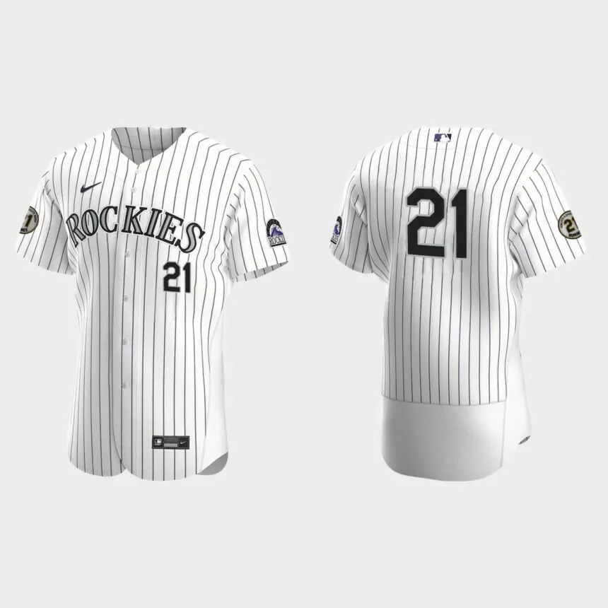 Colorado Rockies Roberto Clemente Day Authentic Jersey – White