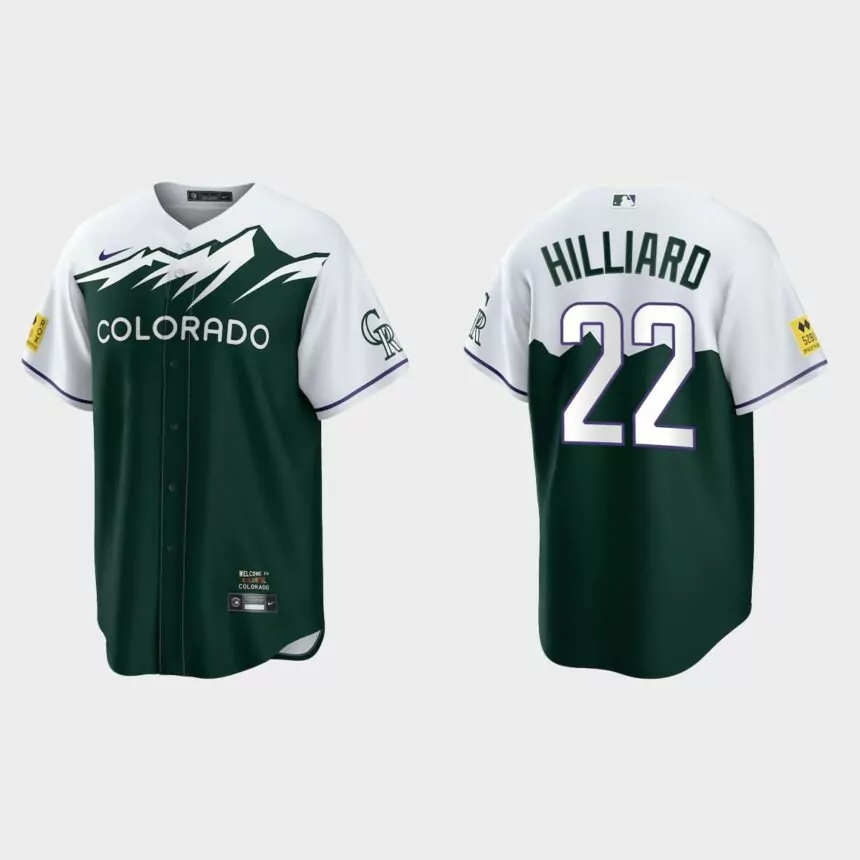 Colorado Rockies Sam Hilliard 2022 City Connect Replica Jersey – Green