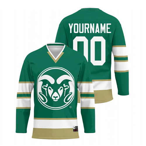 Colorado State Rams College Hockey Custom Men Jersey Green