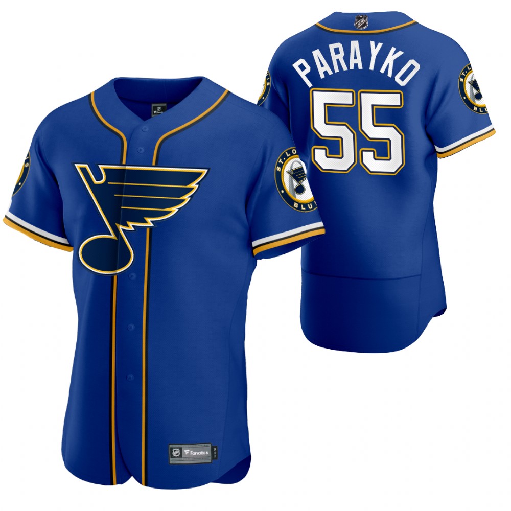 Colton Parayko Blues 2020 NHL X MLB Crossover Baseball Jersey Royal