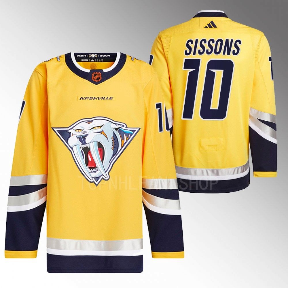 Colton Sissons 2022 Nashville Predators Yellow Reverse Retro 2.0 Authentic Primegreen Jersey