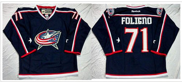 Columbus Blue Jackets #71 Nick Foligno Navy Blue Home Stitched NHL Jersey