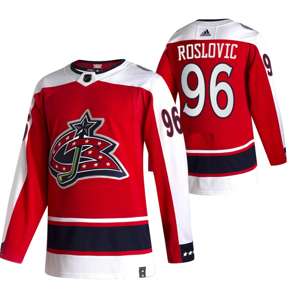 Columbus Blue Jackets 2021 Reverse Retro Jack Roslovic Red Jersey Special Edition