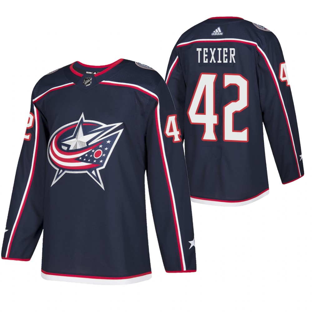 Columbus Blue Jackets Alexandre Texier Navy 2021 Authentic Home Jersey