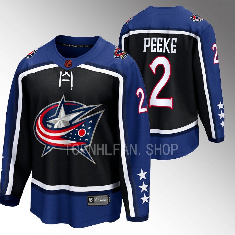 Columbus Blue Jackets Andrew Peeke Navy 2022 Special Edition 2.0 Breakaway Retro Jersey