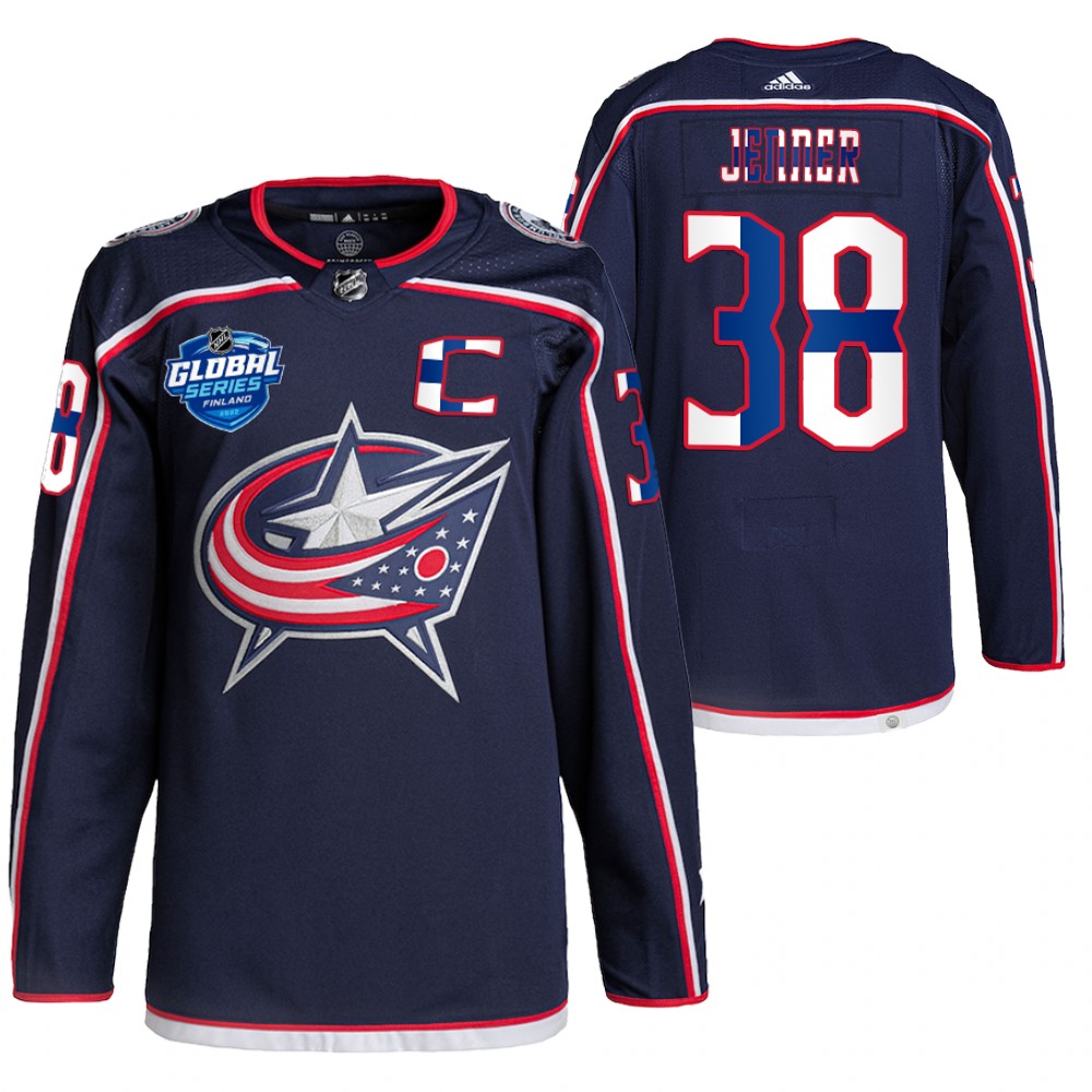 Columbus Blue Jackets Boone Jenner Navy 2022 NHL Global Series Finland Edition Jersey