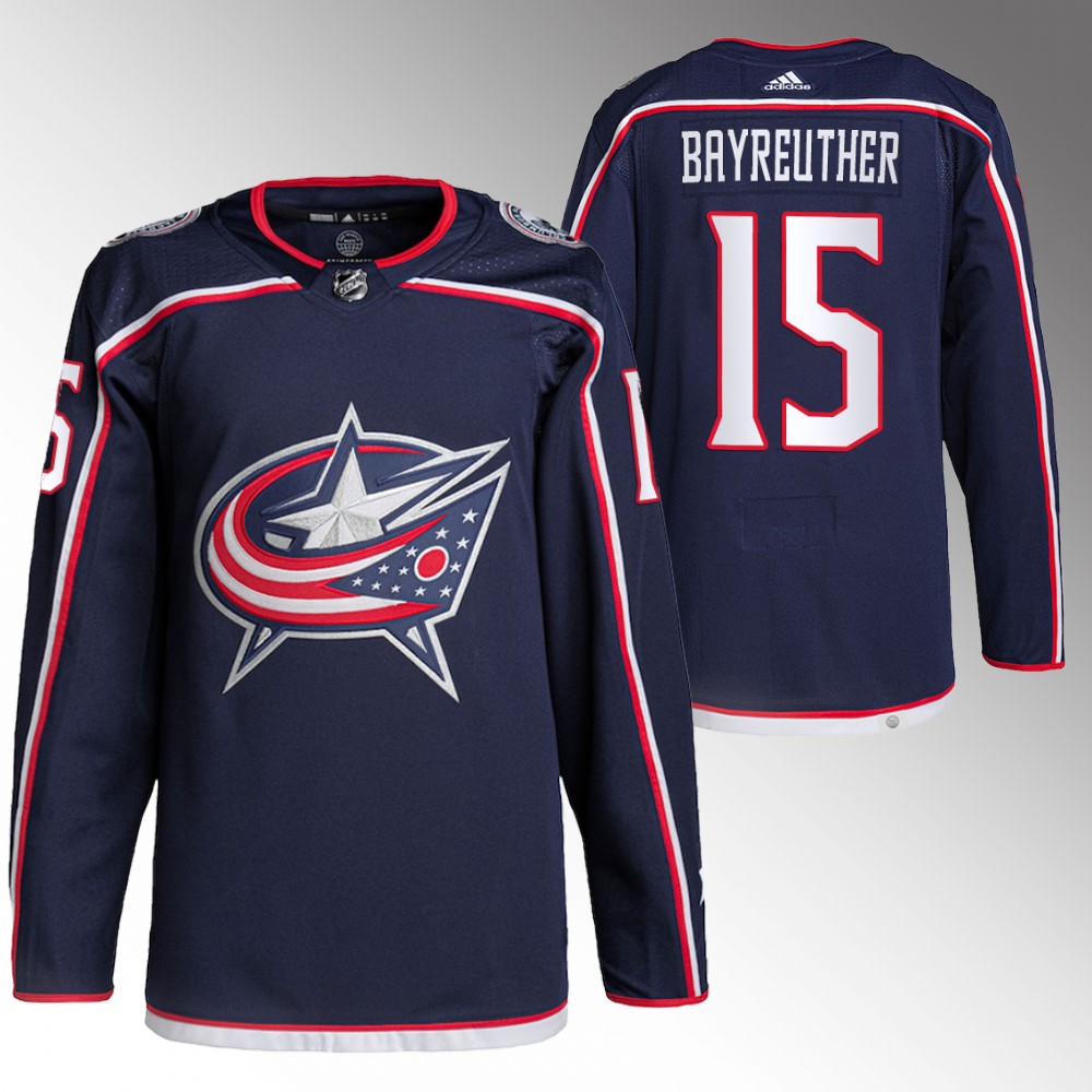 Columbus Blue Jackets Gavin Bayreuther Navy 2022-23 Authentic Primegreen Home Jersey