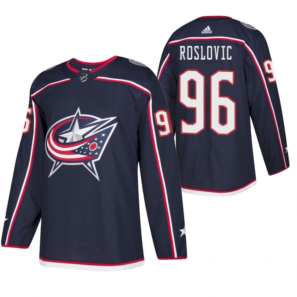 Columbus Blue Jackets Jack Roslovic Navy 2021 Authentic Home Jersey