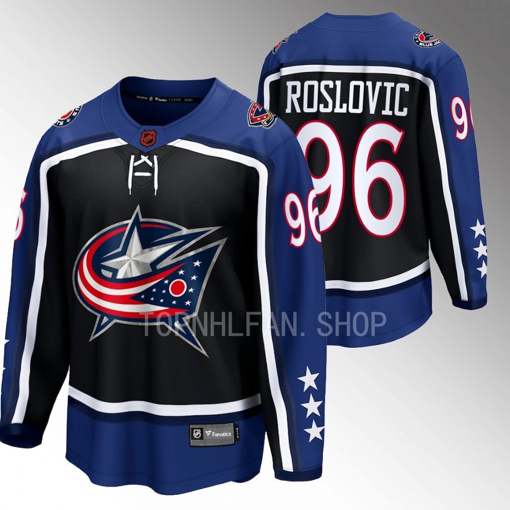 Columbus Blue Jackets Jack Roslovic Navy 2022 Special Edition 2.0 Breakaway Retro Jersey